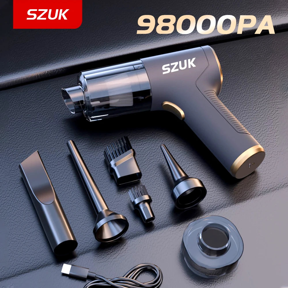 EasyCar™ SZUK 98000PA Car Vacuum Cleaner Mini Powerful Cleaning Machine Strong Suction Handheld for Car Wireless Portable Home Appliance