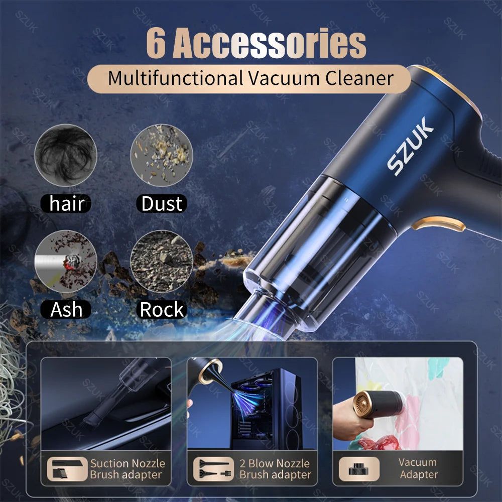 EasyCar™ SZUK 98000PA Car Vacuum Cleaner Mini Powerful Cleaning Machine Strong Suction Handheld for Car Wireless Portable Home Appliance