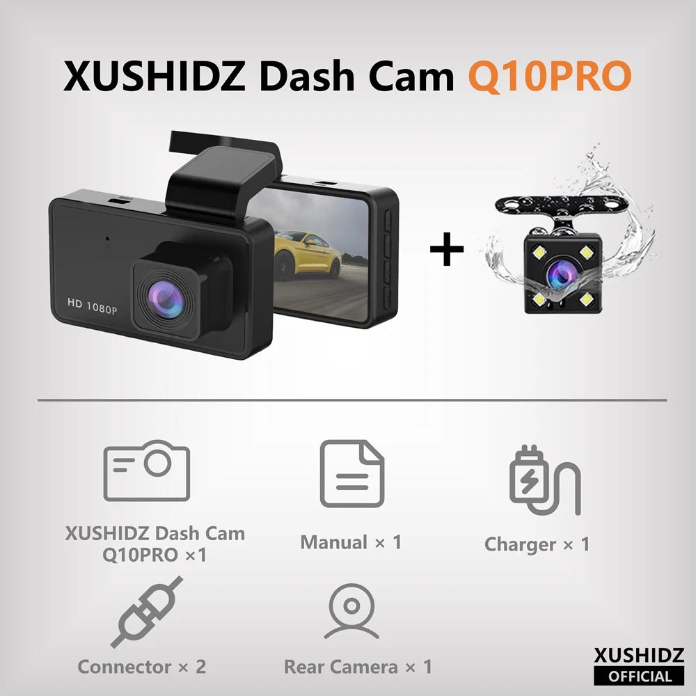 EasyCar™ XUSHIDZ Q10 1080P NEW Dash Cam Night Vision Car DVR Vehicle Recorder Car Camera G-sensor HDR DVR Loop Recording Dashcam