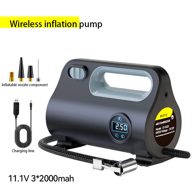 EasyCar™ Car Electric Air Tyre Compressor Tire Inflator LED Digital Air Pump 12V Mini Portable Air Compressor For Car Motorcycles Bicycle