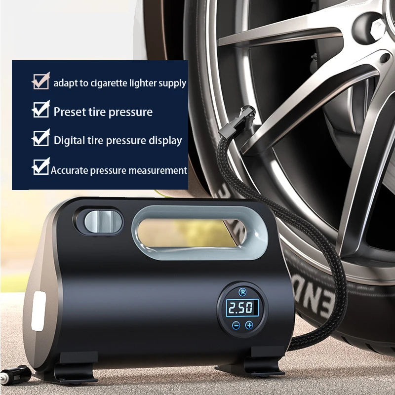 EasyCar™ Car Electric Air Tyre Compressor Tire Inflator LED Digital Air Pump 12V Mini Portable Air Compressor For Car Motorcycles Bicycle