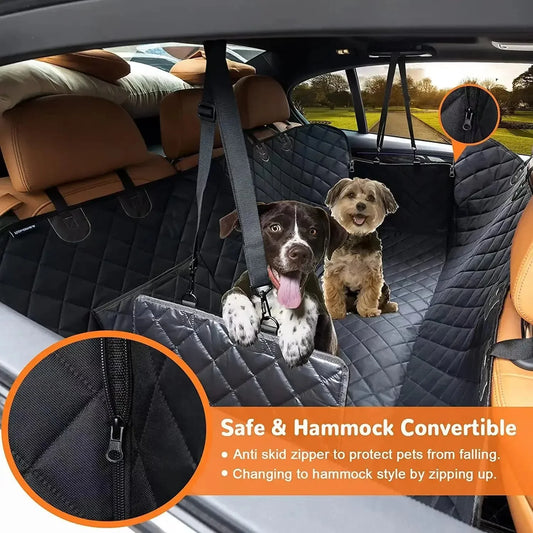 EasyCar™ Back Seat Extender for Dogs-Supports Waterproof Dog Car Seat Cover Hard Bottom-Detachable Scratch Proof Nonslip Soft Hammock