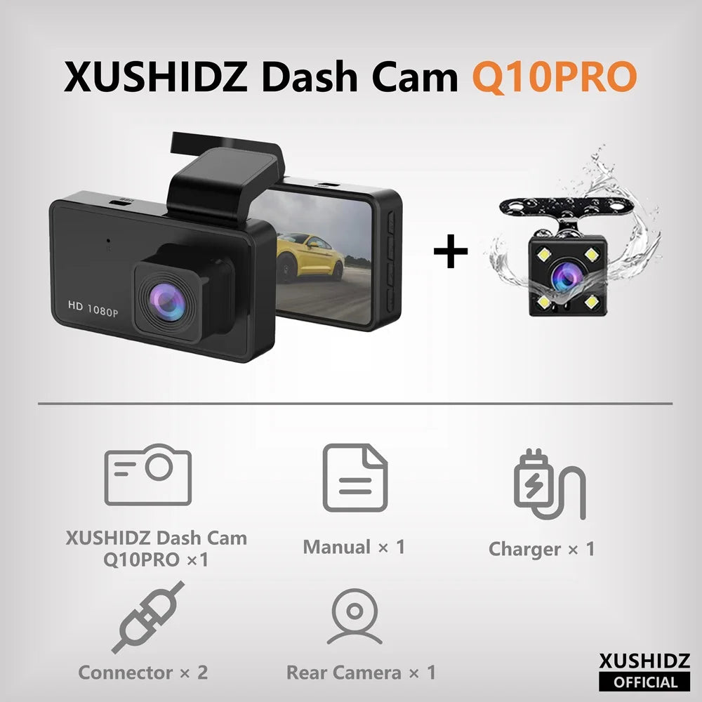 EasyCar™ XUSHIDZ Q10 1080P NEW Dash Cam Night Vision Car DVR Vehicle Recorder Car Camera G-sensor HDR DVR  Loop Recording Dashcam